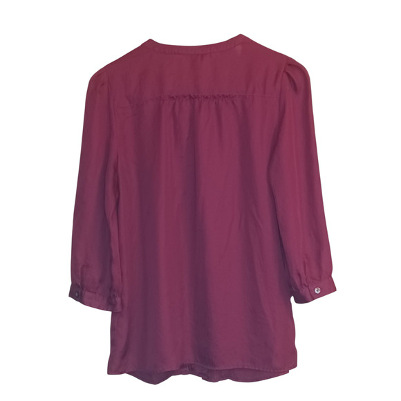 Women's Banana Republic Medium Red Ruffled Long Sleeve Ruffled Blouse - Picture 2 of 3